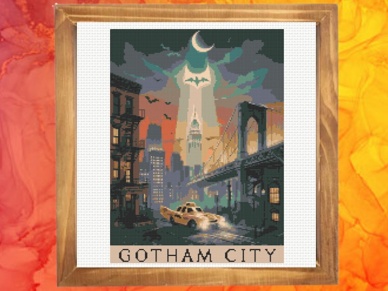 Gotham City Cross Stitch Pattern, Dark Knight Cross Stitch Patterm, Instant Download image 4