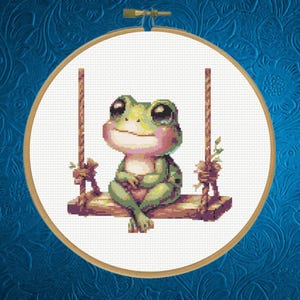 Frog Cross Stitch Pattern, Cute Frog Instant Download