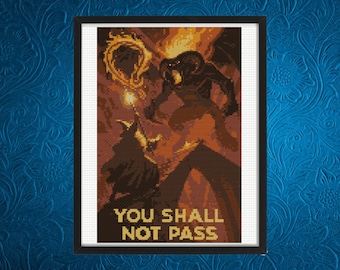 Grey Wizard Cross Stitch Pattern, You Shall Not Pass Cross Stitch Patterm, Instant Download