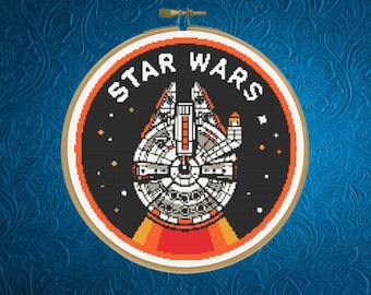 Millennium Falcon Cross Stitch Pattern, Space Wars Cross Stitch Pattern, instant Download