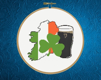 Schema punto croce mappa Irlanda, download immediato