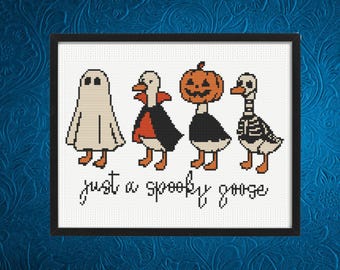 Spooky Goose Cross Stitch Pattern | Silly Goose Cross Stitch Pattern | Halloween Goose Cross Stitch Pattern|, Instant Download