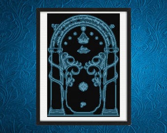 Gate of Moria Cross Stitch Pattern, Fantasy Earth Cross Stitch Patterm, Instant Download