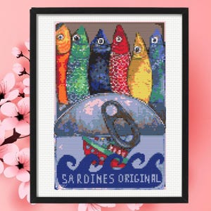 Sardines Can Cross Stitch Pattern, Sardines Tin Cross Stitch Pattern, Instant Download
