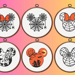 Mickey Mouse Cross Stitch Pattern, Set of 6 Halloween Mouse Hat Cross Stitch Pattern, Instant Download