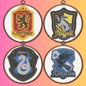 Wizard School Cross Stitch Pattern, 4 Magic Schol Cross Stitch Pattern, Instant Download
