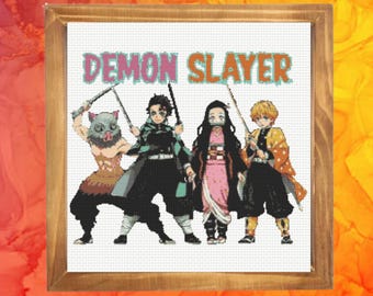 Demon Slayer Cross Stitch Pattern, Demon Fighters, Instant Download