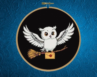 Hedwig Cross Stitch Pattern, Wizard Owl Cross Stitch Pattern, Instant Download