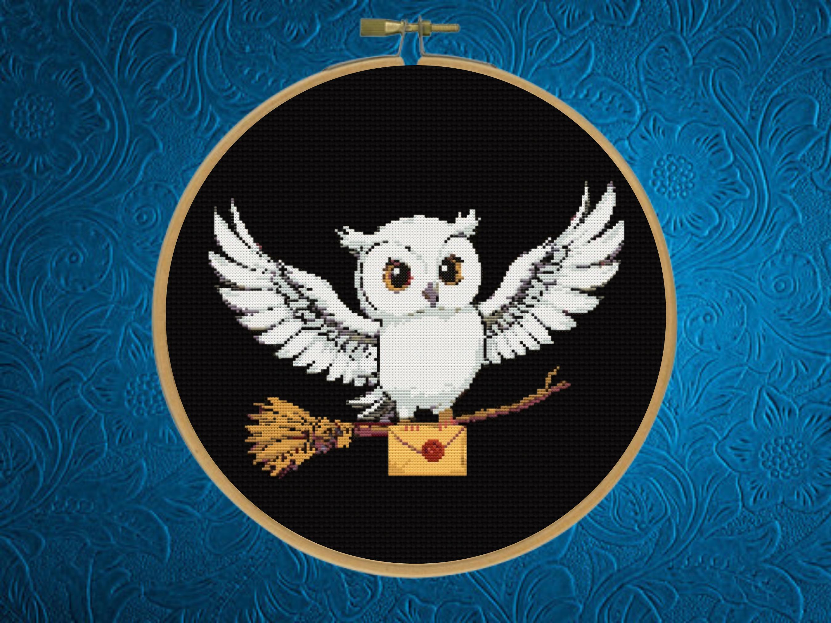 Hedwig Cross Stitch Pattern, Wizard Owl Cross Stitch Pattern, Instant Download