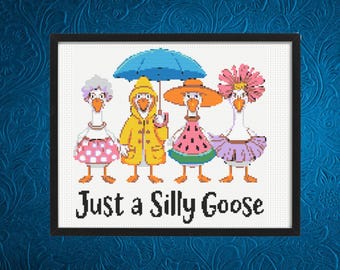Silly Goose Cross Stitch Pattern,  Instant Download
