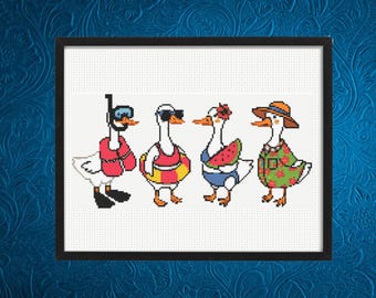 Silly Goose Cross Stitch Pattern,  Instant Download