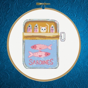 Sardines Can Cross Stitch Pattern, Sardines Tin Cross Stitch Pattern, Instant Download