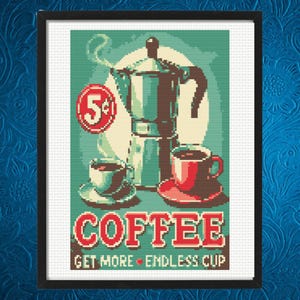 Vİntage Coffee Tin Cross Stitch Pattern, Instant Download