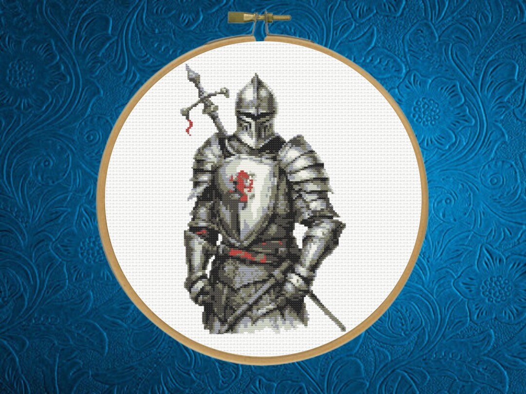 Knight Cross Pattern , Medieval Knight Cross Stitch Pattern | Armored ...