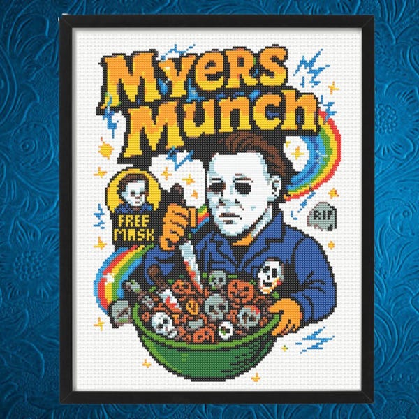 Horror Movie Character Cross Stitch Pattern: Halloween Design (Instant PDF Download)