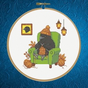 Raven Cross Stitch Pattern, Knitting Raven Cross Stitch Pattern,   Instant PDF Download