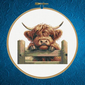 Highland Cow Cross Stitch Pattern, Baby Highland Cow Cross Stitch Pattern, Instant Download