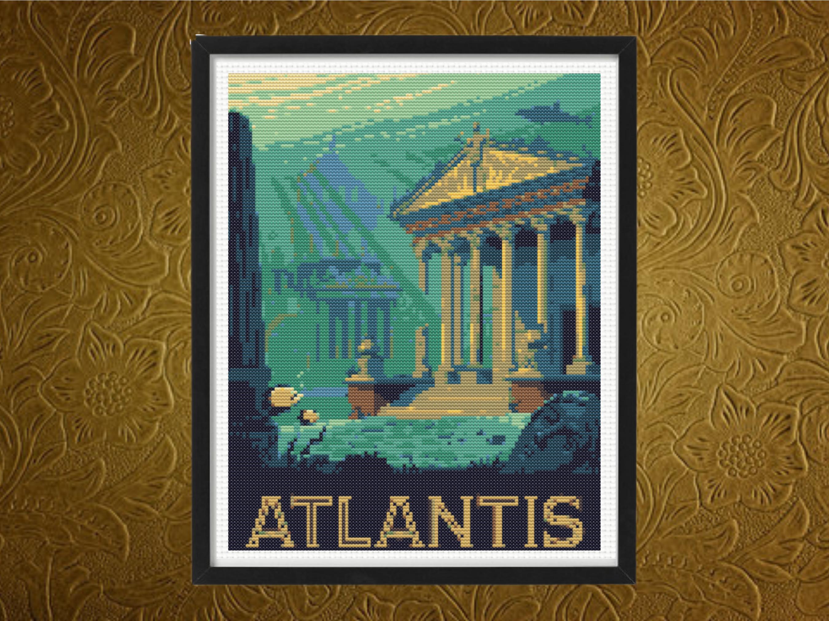 Atlantis Cross Stitch Pattern, Travel Cross Stitch Pattern