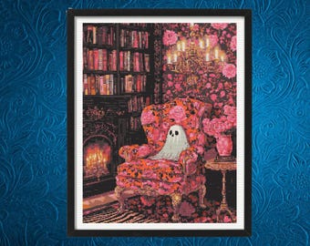 Halloween Ghost Cross Stitch Pattern, Instant Download