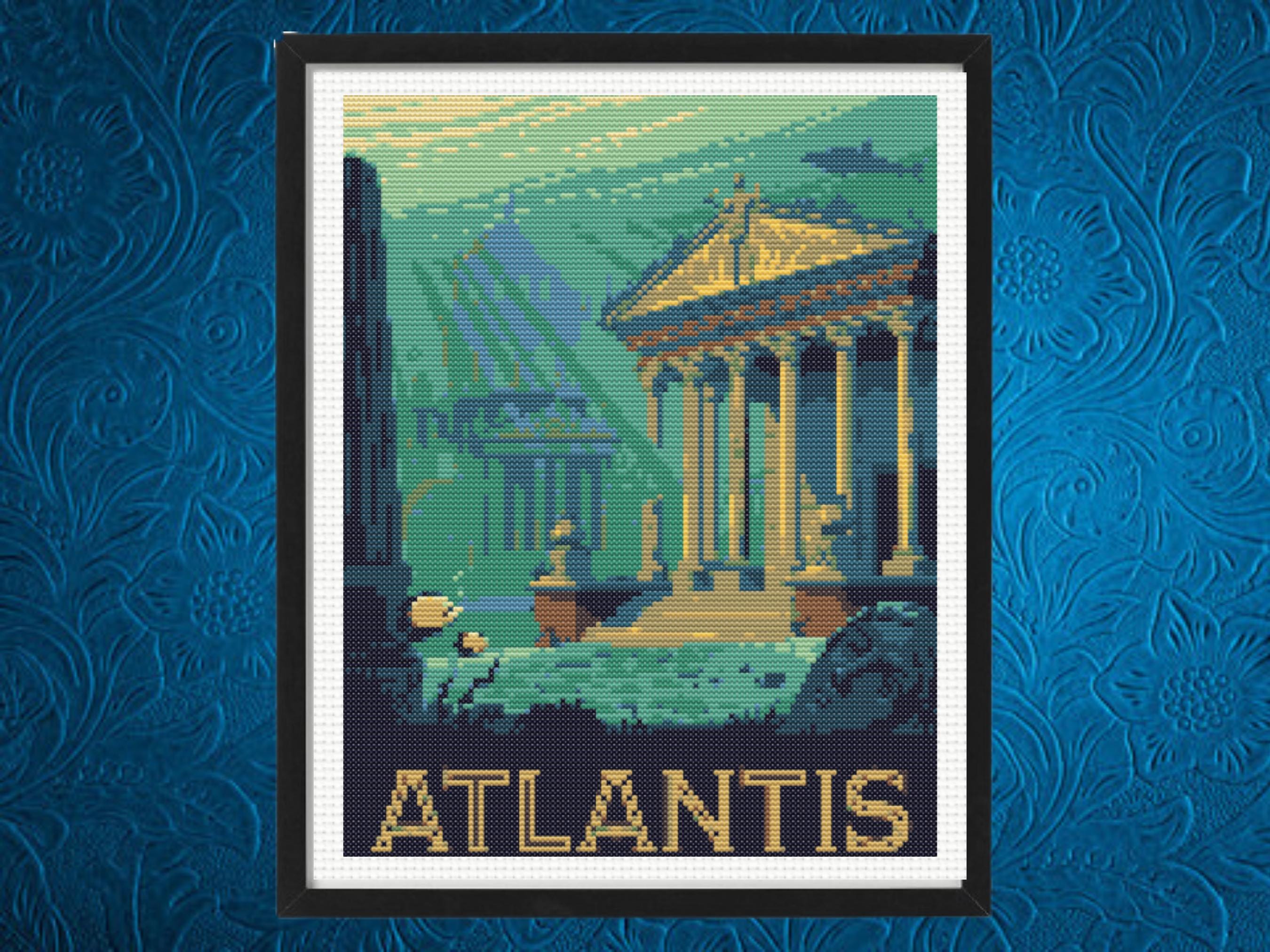 Atlantis Cross Stitch Pattern, Travel Cross Stitch Pattern