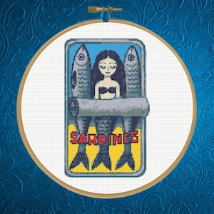 Sardines Can Cross Stitch Pattern, Sardines Tin Cross Stitch Pattern, Instant Download