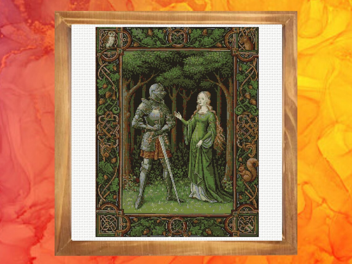 Medieval Cross Pattern , Queen and Knight Cross Stitch Pattern, Instant ...