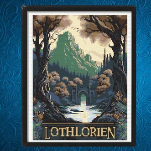 Wzór haftu krzyżykowego Lothlórien, wzór haftu krzyżykowego Fantasy Earth, do natychmiastowego pobrania