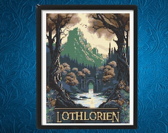 Lothlorien-Kreuzstichmuster, Fantasy-Erde-Kreuzstichmuster, Sofort-Download