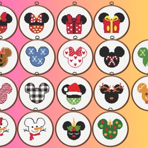 Mickey Mouse Ears Cross Stitch Pattern, Set of 18 Mouse Ears, Minnie Mouse Ears, Mickey Mouse Hat, Instant Download