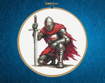 Knight Cross Pattern,  Medieval Cross Stitch Pattern,  instant PDF download