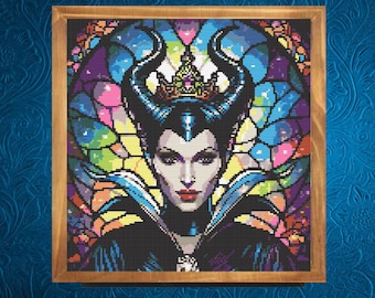 Maleficent Cross Stitch Pattern, Villain Cross Stitch Pattern, Instant Download