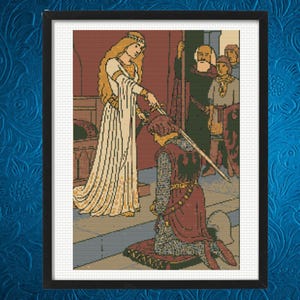 The Accolade Cross Stitch, Knight Cross Pattern , Medieval Knight Cross Stitch Pattern | instant pdf download