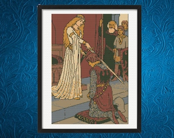 The Accolade Cross Stitch, Knight Cross Pattern , Medieval Knight Cross Stitch Pattern | instant pdf download