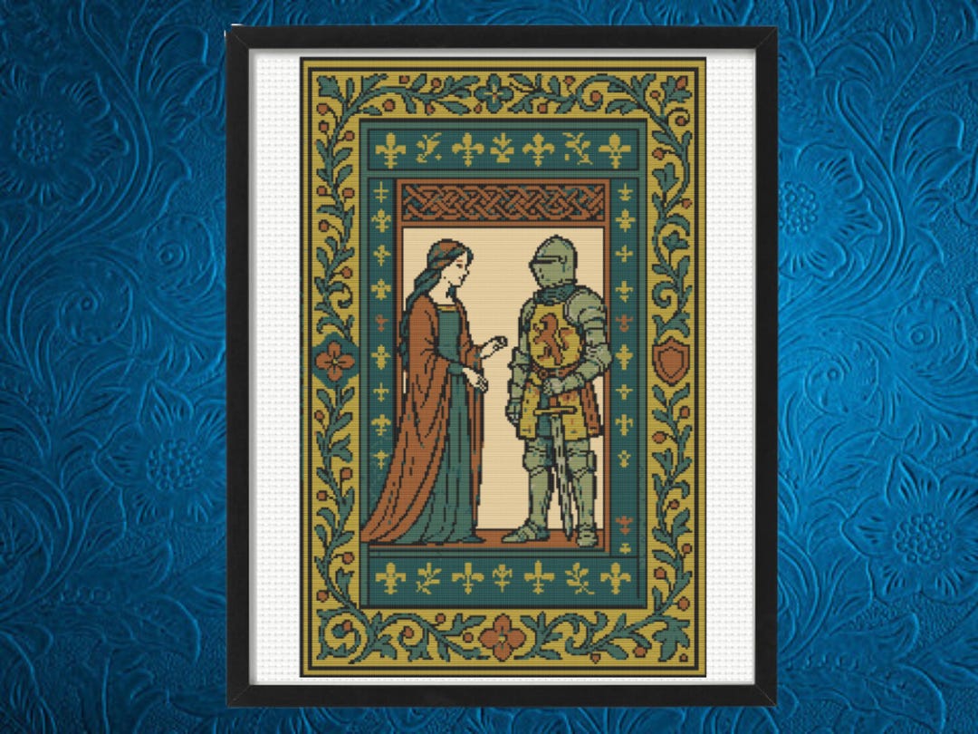 Medieval Cross Pattern , Queen and Knight Cross Stitch Pattern, Instant ...