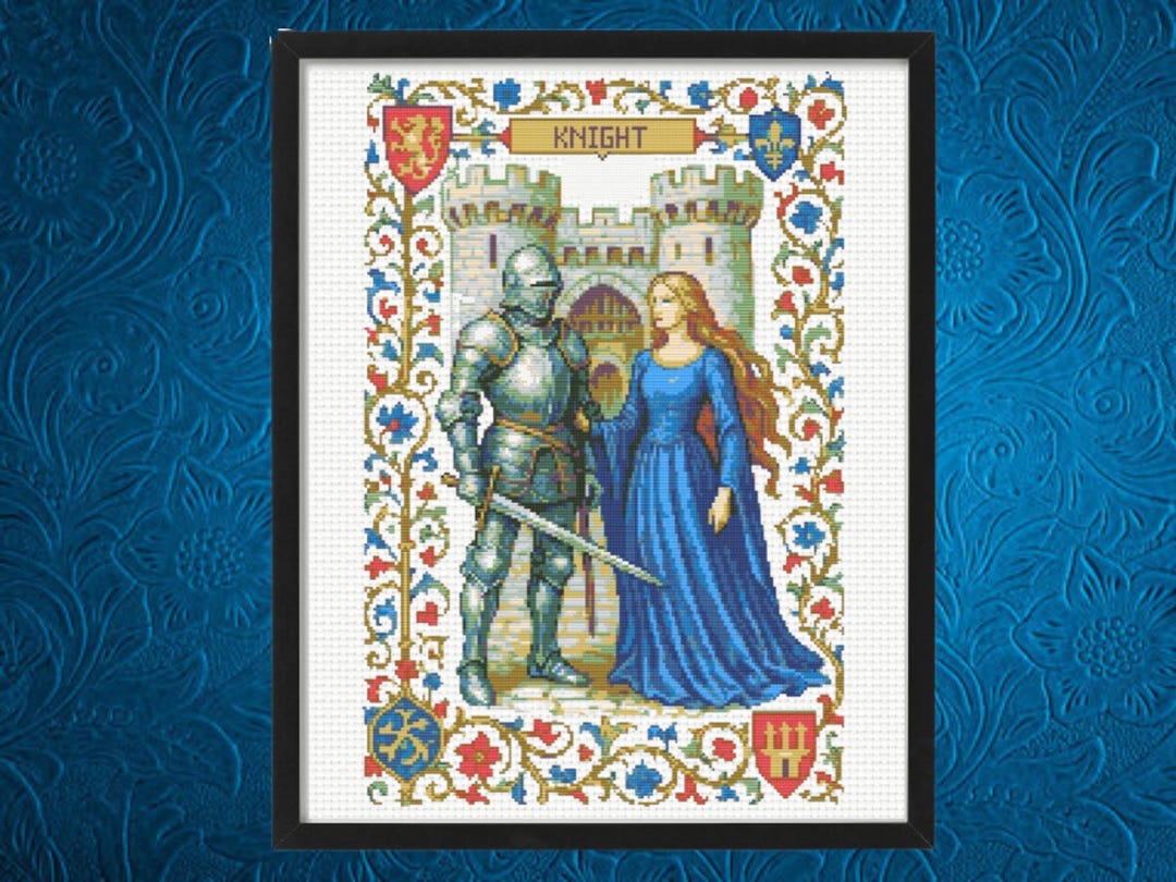 Medieval Cross Pattern , Queen and Knight Cross Stitch Pattern, Instant ...