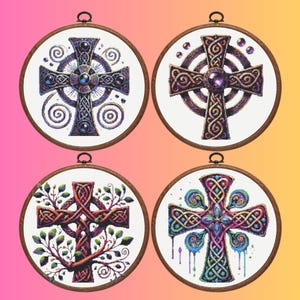 Celtic Cross Stitch Pattern, Set of 4 Celtic Cross Cross Stitch Pattern, Instant Download
