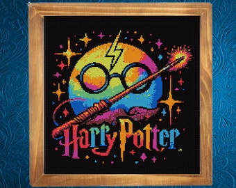 Patrón de punto de cruz de mago, patrón de punto de cruz mágico, punto de cruz Lumos, descarga instantánea en PDF
