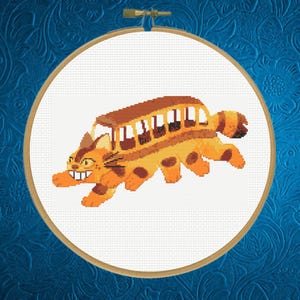 Cat Bus Cross Stitch Pattern, My Neighbor Totoro Cross Stitch Pattern,   Instant Download