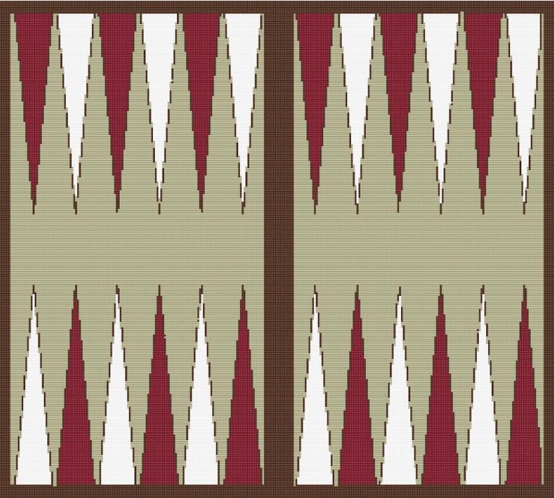 Backgammon Board Cross Stitch Pattern, Actual Size of a Standard Game ...