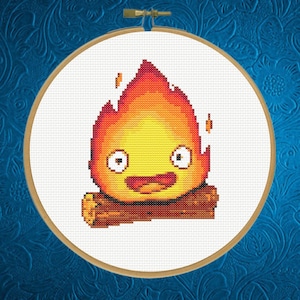 Calcifer Cross Stitch Pattern, Howl&#39;s Moving Castle cross stitch pattern,  Instant Download