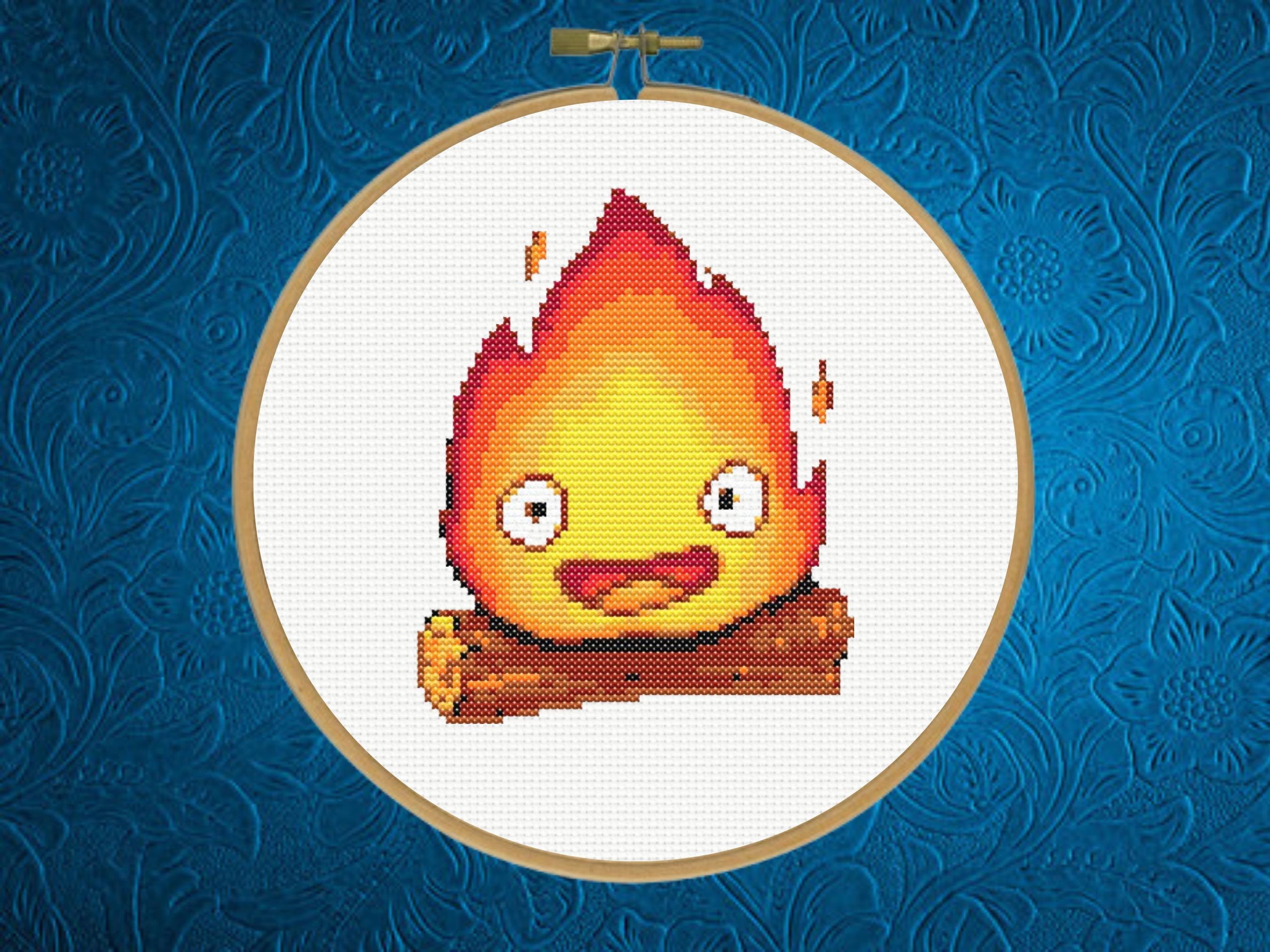 Calcifer cross stitch - Etsy 日本