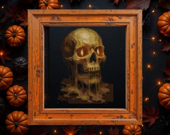 Skull Cross Stitch Pattern, Halloween Cross Stitch Pattern, Instant PDF Download