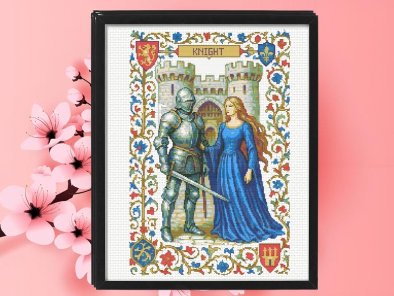 Medieval Cross Pattern , Queen and Knight Cross Stitch Pattern, Instant ...