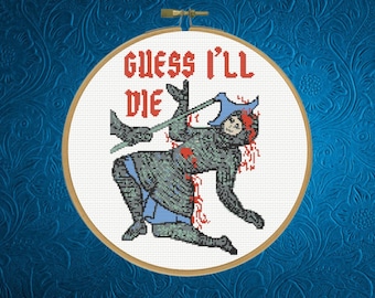 Medieval Cross Pattern, Funny Medieval Cross Stitch Pattern,  Knight Cross Stitch Pattern, instant PDF download