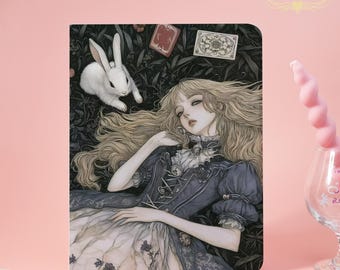 Alice ＆ White Rabbit iPad Case For iPadA16 2025，Air7-13" 11"，Air 5/6/7，Pro 2024/2022/2021，iPad 8/9/10，Mini5/6/7，Book&Flip Case With Pen Slot