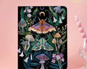 Fantasy Moth ＆ Fungi iPad Case For iPadA16 2025，Air7-13" 11"，Air 5/6/7，Pro 2024/2022/2021，iPad 8/9/10，Mini5/6/7，Book&Flip Case With Pen Slot