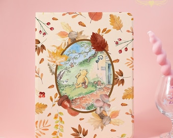 Winnie the Pooh Autumn iPadCase For iPadA16 2025，Air7-13" 11"，Air 5/6/7，Pro 2024/2022/2021，iPad 8/9/10，Mini5/6/7，Book&Flip Case With PenSlot