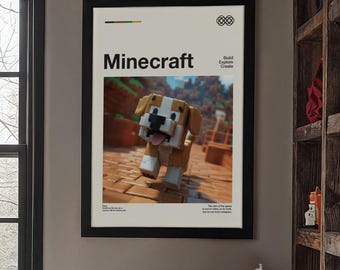 Minecraft Inspired dog Illustration Modern Design Poster