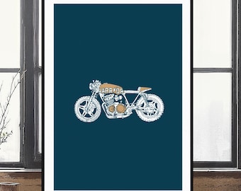 Honda CB750 Cafe Racer Motorcycle Modern Design Poster