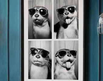 Otter With Sunglasses Photo Booth Modern Design Poster